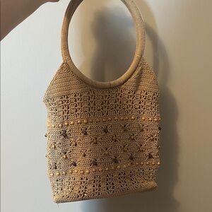 Handcrafted Tan Crochet Tote Bag